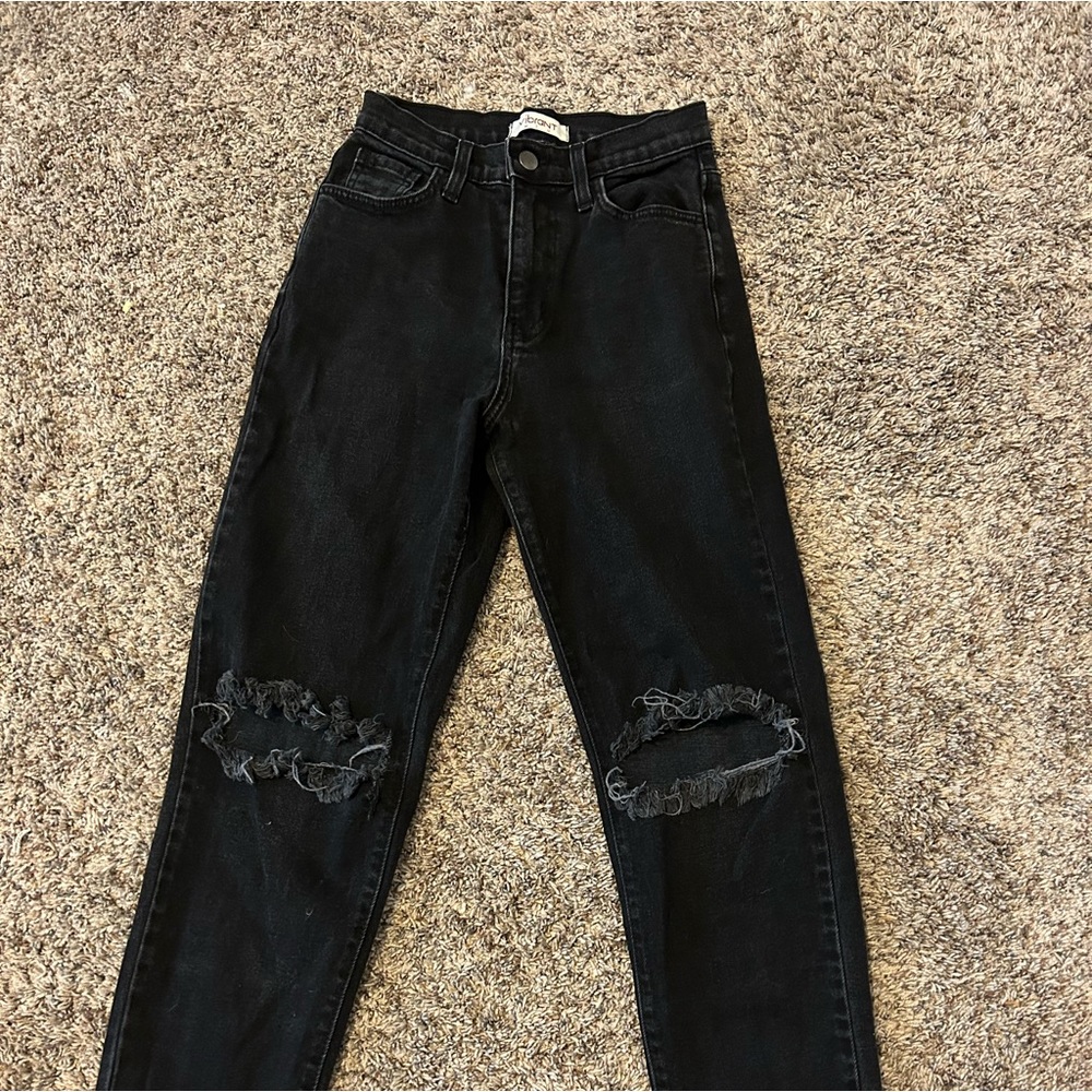 Boutique, black ripped mom jean, size 24, high rise